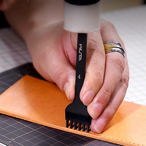 WUTA Leather Hole Punch Tool Pricking Iron Hole Punche 4mm 1/2/4/6 Prong Tooth Lacing Diamond Stitching Chisel Set for DIY Leather Craft Kits (Black) - color: Black, size: 1nd 4mm 1/2/4/6