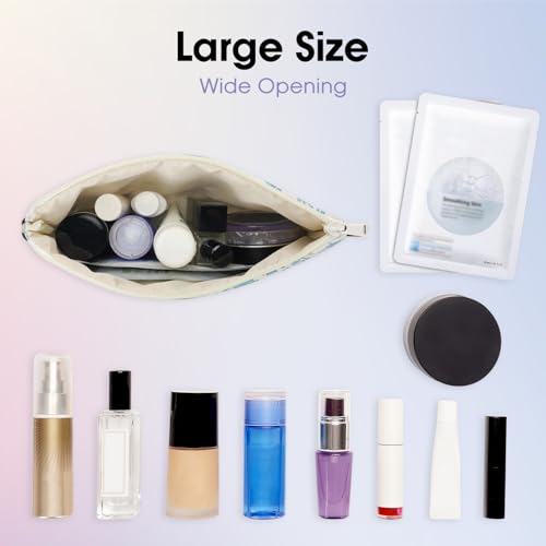 Wandering Nature Makeup Bag Small Cosmetic Bag for Purse 2 Pack Small Make Up Pouch Cute Travel Pouch with Zipper for Women, Blue Flower - color: Blue Flower