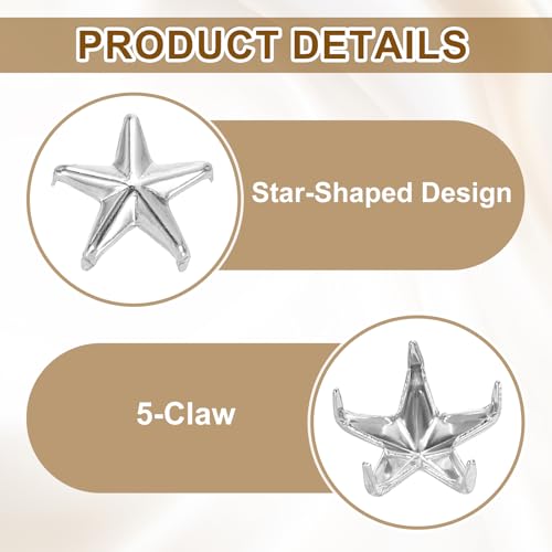uxcell 100Pcs Metal Star Studs Claw 10mm 5-Claw Punk Studs Rivets Silver - color: Silver, size: 10mm