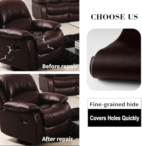 Leather Repair Patches, Self Adhesive Vinyl for Couches Furniture - color: Coffee, size: 3.5X79 inch