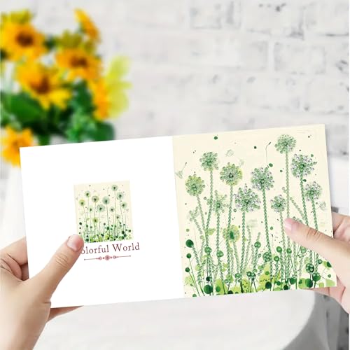 DDGYP 6pcs Diamond Art Cards with Envelopes for Birthday & Daily Greetings - color: Green
