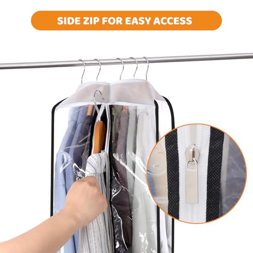 Dntorx 4 Pack Clear Garment Bags, 50" With 10" Gusset, Side Zipper | Peva Material, Transparent Design, Dust Protection, Roomy Storage For Suits, Coats, Dresses, Closet Or Travel Use - size: 50in *4