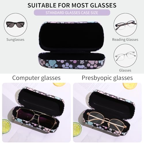 PERFECTSIGHT Sunglasses Case, Large Hard Shell Glasses Case, Cute PU Leather Protective Eyeglasses Case for Women Men - color: Multicolor Paw