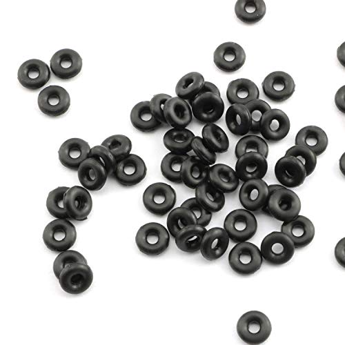 100-Pack 6mmx2mm Rubber Stopper O Rings Black DIY Jewelry Making End Clasp Spacer Beads Gasket Bracelet Necklace Handmade Crafts Findings Accessories - color: BLACK