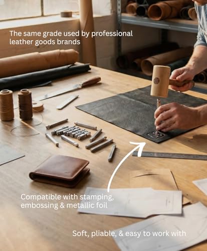 Natural Grain Cow Leathers: 12'' x 12'' Pre-Cut Leather Pieces (Black, 1 Piece) - color: Black, size: 1 Piece
