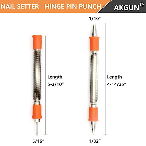 2-Piece Dual Head Nail Setter and Door Hinge Pin Remover Tool Set | Combination 1/32" and 1/16" Nail Set , Hammerless Paint Pro Pak 2 Piece Tool Set - size: Nail Setter and Hinge Pin Punch