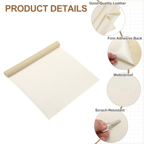 MECCANIXITY Leather Repair Patch 14"x54" Self-Adhesive Leather Vinyl Repair Tape Kit for Furniture Couches Sofa Chair Car Boat Seats Jackets, Beige - color: Beige