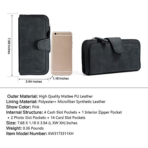 CLUCI RFID Wallet for Women Bifold Wallet with ID Window | Multiple Card Holder, Gifts for Women Birthday - color: 2 Two-toned black