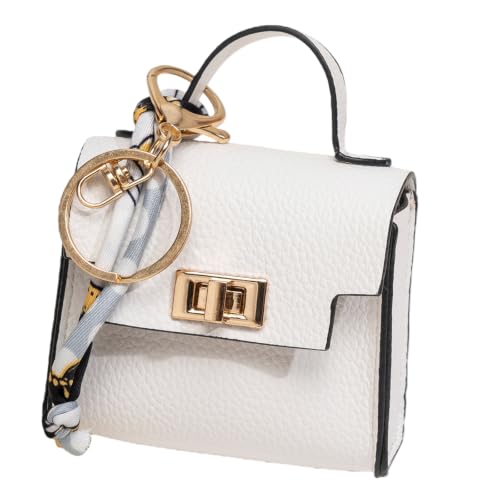 Coin Purse Mini Backpack KeyChain for Women Bag Charm for Earbuds - color: White