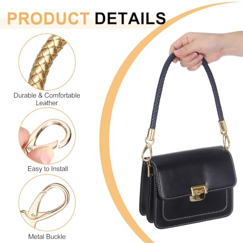 uxcell 2 Pcs Leather Purse Strap, 15.7 Inch PU Leather Braided Purse Replacement Shoulder Strap for Handbags with Buckle for DIY Handbag Purse Making, Gold - color: Gold