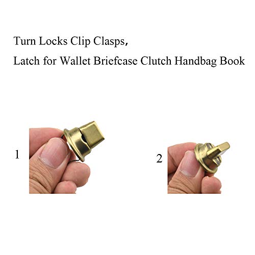 HAHIYO Twist Purse Closure Turn Locks Clip Clasps Easy Install with Online Instructions Picture for Wallet Briefcase Clutch Handbag Book 1.4 Inch Length Metal Sturdy Antique Brass 2 Sets with Washers - size: 1.4 inch length Antique Brass