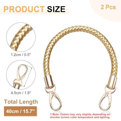 uxcell 2 Pcs Leather Purse Strap, 15.7 Inch PU Leather Braided Purse Replacement Shoulder Strap for Handbags with Buckle for DIY Handbag Purse Making, Gold - color: Gold