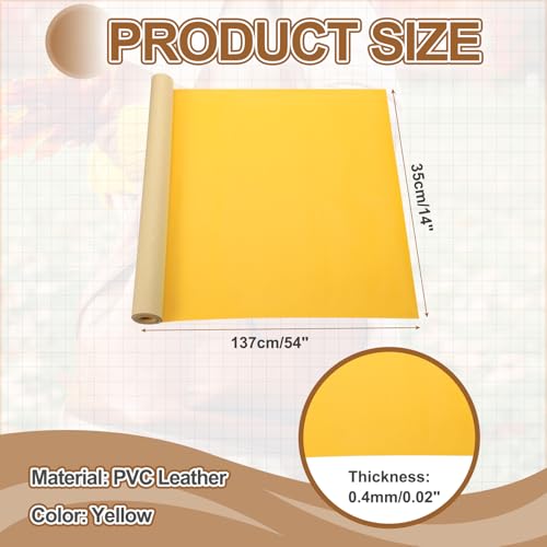 MECCANIXITY Leather Repair Patch 14"x54" Self-Adhesive Leather Vinyl Repair Tape Kit for Furniture Couches Sofa Chair Car Boat Seats Jackets, Yellow - color: Yellow