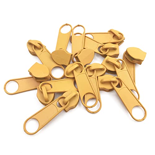 ECYC Ltd 50 Pieces #5 Zipper Sliders for Nylon Coil Zipper Repair, Metal Zipper Pull Replacement Slider Zipper Head for Sewing Tailor DIY Crafts Clothes Backpack Purses Bags Luggage, Yellow - color: Yellow
