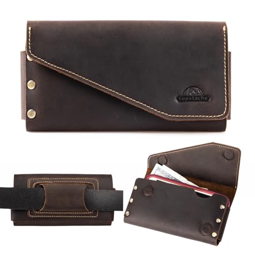Topstache Leather Phone Holster for iPhone 17/16/15 Pro Max, Galaxy S25/S24 Ultra - Belt Loop Cell Phone Case - Leather Card Holder Wallet Belt Pouch - Fit Protective Case on, XL,Darkbrown - color: Belt Loop-Darkbrown, size: X-Large