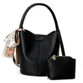 Mini Bucket Bags for Women, Vegan Leather Small Crossbody Purse with Removable Straps Trendy Top Handle Shoulder Straps - color: Black