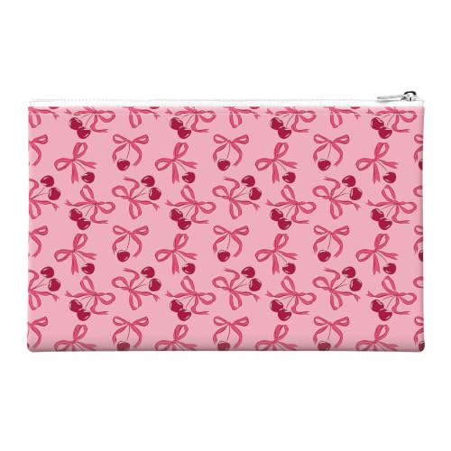 Money Bag with Zipper, Cute PU Leather Cash Bags, Portable Bank Bag Money Pouch for Cash, Coins, Checks, Receipts, Invoices Cosmetics Tools, Deposit Bag for Office Travel, Cute Bow - color: Cute Bow