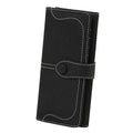 Women's Vegan Leather 17 Card Slots Card Holder Long Big Bifold Wallet - color: Black