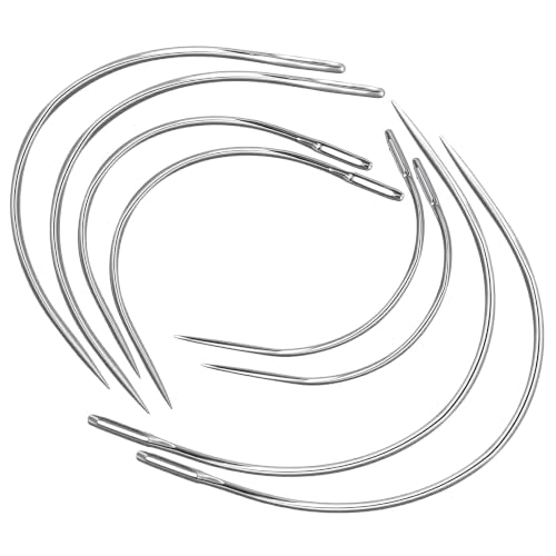 Styquenzer 8 Pcs Curved Sewing Needles, 4 Sizes 2-3.5 Inch | Leather Canvas Carpet Crafts, Hand Sewing Repairs, Weaving Upholstery Work, Durable Metal Needles