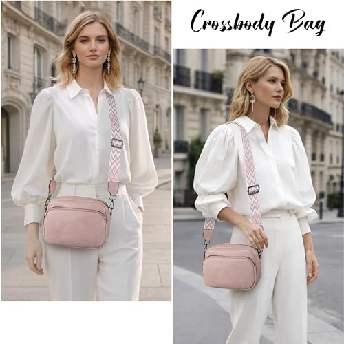 TANTOMI Small Crossbody Bag for Women, Vegan Leather Handbags Shoulder Bag for Travel, Cross Body Purse with Adjustable Strap - color: 2-dusty Pink