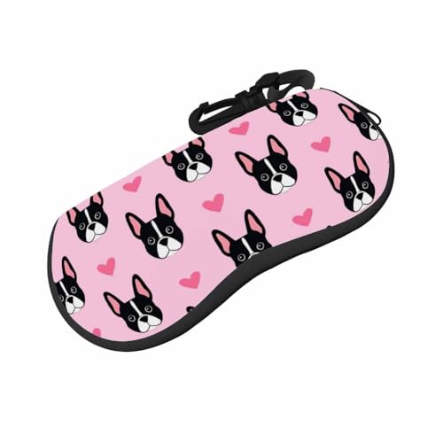 IBILIU Eyeglasses Case Circuit Board Ultra Light Neoprene Sunglasses Case,Soft Reading Glasses Case For Women Men - color: Boston Terrier