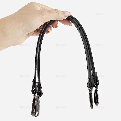 AUEAR, 2 Pack Small Purse Leather Handle Strap Replacement 12.59 Inches for Handbag Bag Black with Gun Lock - color: Black with Gun Black Lock