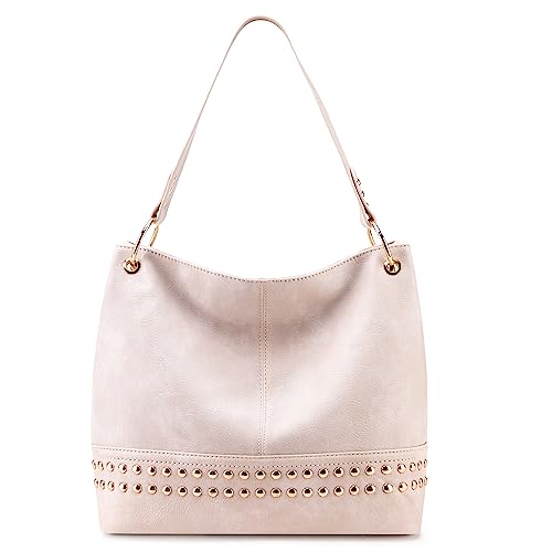 Purses for Women Hobo Bags Slouchy Shoulder Bag Tote Handbags | Stylish for Everyday Use, Zip-top Closure, Back Anti-theft Pocket, 3 Inner Pockets, Comfortable Wide Strap for Dating Errands - color: D-beige