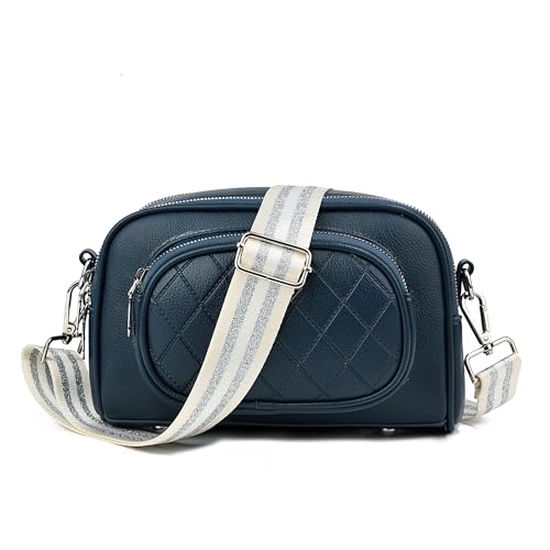 LVYOUME Purse Strap Silver Hardware Wide Bag Straps Replacement Crossbody Adjustable Shoulder Strap for Purses - color: Silverhardware-brightbluesilver-325