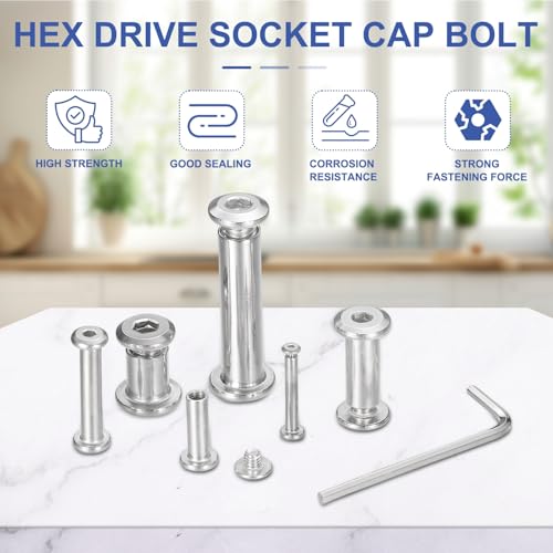 PATIKIL M5x5mm Hex Chicago Screws 6x16mm, 20Pcs 304 Stainless Steel Metric Hex Drive Socket Cap Binding Post Screw Posts for Scrapbook Leather Belt Album Furniture Repair, Silver - size: M5x5mm, 6x16mm