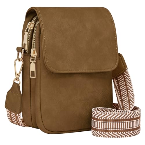 Fashion Small Crossbody Bags for Women Trendy Designer Cell Phone Purses - color: Sandy Brown