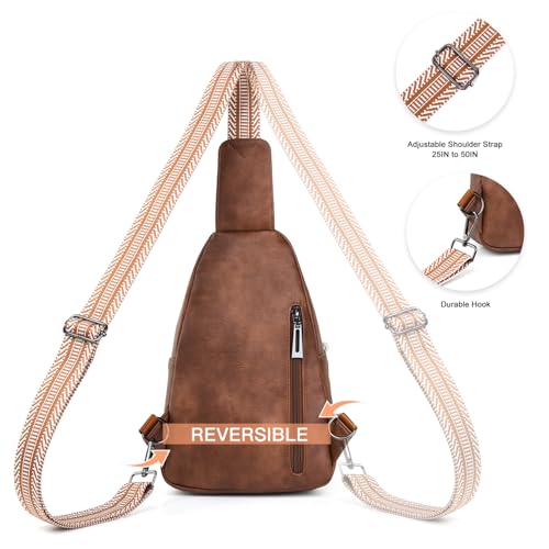 Leresas 7L Sling Bag for Women Vegan Leather Crossbody Purse Chest Bags Fashionable Trendy Fanny Pack with Travel, Brown - color: 7l-m-brown, size: 7L