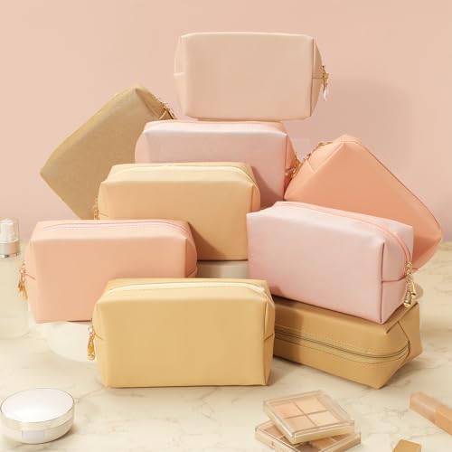 Sanwuta 9 Pcs Makeup Bags Bulk Toiletry Case,Pink Brown Series - color: Pink Brown Series