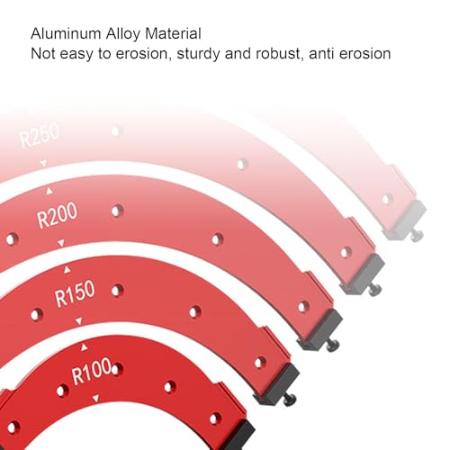 Jiawu Radius Jig Router Templates, Set of 5 (R100 R150 R200 R250 R300), Aluminum Alloy Corner Rounding Jig for Router, Woodworking Corner Radius Template for Cabinet, Wardrobe, Furniture, Door