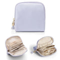 VLANDO Small Travel Jewelry Organizer,Velvet Pouch Bags with Zipper,Purple | Travel Essentials,PU Leather Organizer with 5 Divided Sections,Carry-On Totes,Gift for Birthday,Bride,Bridesmaid,Women,Girls - color: B.Purple