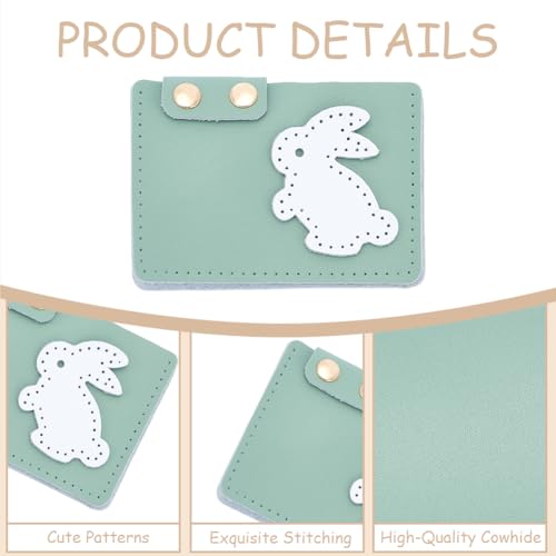 Rabbit DIY Genuine Leather Purse Making Kit for Women Credit Card Bag Sewing Set Handmade Small Purse Crochet Knitting Supplies for DIY Birthday Bridal Wedding Gift(Green) - color: Green