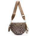 Woven Vegan Leather Bum Bags Women Crossbody Bag, Coin Purse, Trendy Fanny Packs, Adjustable Wide Strap Spacious Travel Sling (Cheetah Print) - color: Cheetah Print