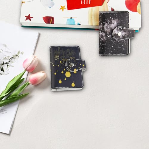 2 Pcs Credit Card Holder and business card holder，Sd Card Holder Each Has 26 Card Organizers, 2024 New Credit Card Holders book for Men and Women. - color: Night sky