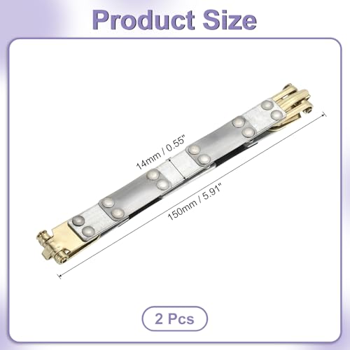 uxcell Metal Internal Flex Frames Kiss Clasp 2 Pcs 5.91" x 0.55" | Handbag Frame Hardware Accessories Bag Lock Clip for DIY Clutch Coin Purse Handmade Sewing Making Craft - size: 5.91" x 0.55"