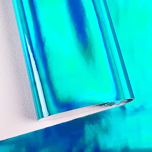 HGUAN Holographic Vinyl Fabric 12"x53"(30cm x 135cm),1roll Faux Leather Sheets are Suitable for Bows,Leather Earrings and Other DIY Craft Items (Sky Blue) - color: Sky Blue
