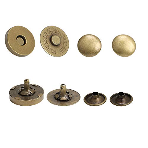 Sbest 20 Sets 18MM Coppery Strong Magnetic Button Clasps,Round Magnetic Snaps Bag Button Clasps Closure Purse Handbag with Washer Nickel DIY Craft Sets for Sewing (Beautiful style 18mm, antique Brass) - color: antique Brass, size: Beautiful style 18mm