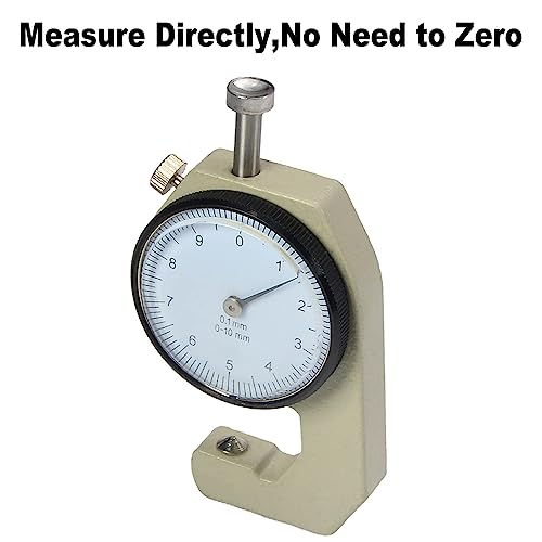 Utoolmart Dial Thickness Gauge, 0-10mm Cusp Head, 0.1mm Accuracy - size: Tip 0-10MM