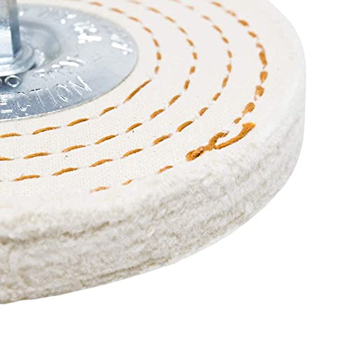 Benchmark Abrasives 4" Cotton Spiral Buffing Polishing Wheel for Bench Grinder with 1/4" Mandrel, for Polishing Finishing Smoothing on Aluminum, Stainless Steel (Cotton Spiral)