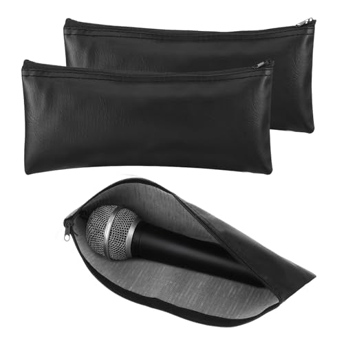 Amabro 2Pcs Microphone Bag Shockproof Zip Case Travel Studio Mic Protector