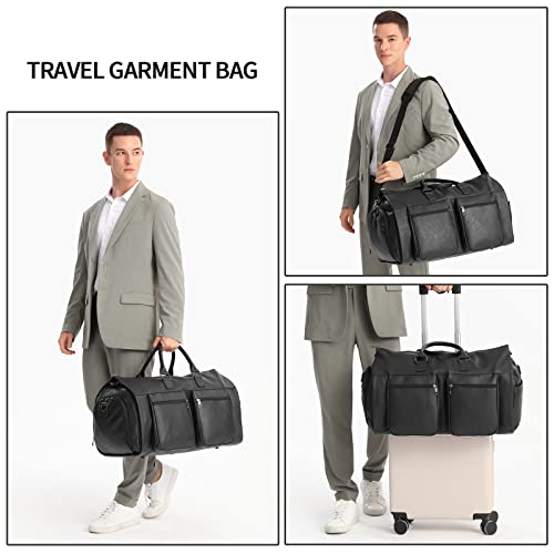 seyfocnia Convertible Travel Garment Bag,Carry on Garment Duffel Bag for Men Women - 2 in 1 Hanging Suitcase Suit Business Travel Bag - color: B1-Black