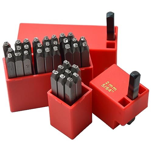 36pcs Heavy Duty Steel Stamp Uppercase Letters and Number 5/64 2mm Hand Stamping Character Mark Code Alphabet Punch Kit for Bracelet Ring Jewelry Sheet Metal Plate Making Mold Die - size: 2mm Number&Letter