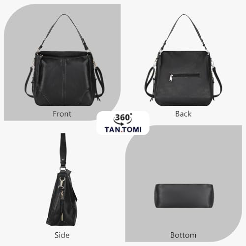 TANTOMI Tote Purse for Women Large Shoulder Bag for Work Travel Purse and Handbags Weekender Bag with Zipper - color: Black-