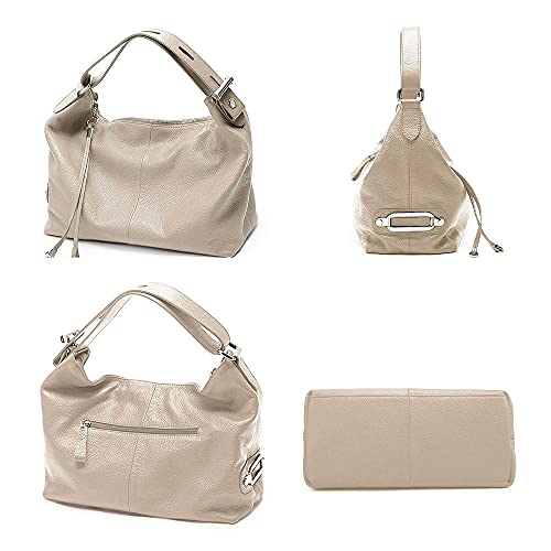 zency 6 Colors Fashion 100% Real Genuine Leather Women Shoulder Bag Handbag Lady Casual Tote - color: Apricot
