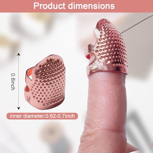 1 Pcs Adjustable Metal Sewing Thimble Finger Protector Open Top Ring Thimble Fingertip Shield for Quilting Embroidery Hand Sewing Tool(Rose Gold, M) - color: Rose Gold|M