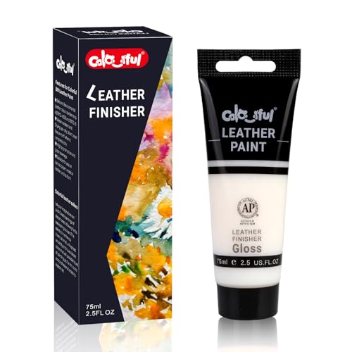 Colorful 2.5oz Gloss Acrylic Leather Finisher for Leather Projects | Premium leather paint for bags, wallets, jackets, shoes, and DIY crafts. Waterproof, flexible, durable, and long-lasting. - color: Gloss