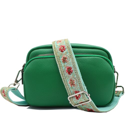 LVYOUME Crossbody Straps for Purses Wide Shoulder Strap Adjustable Replacement,Retro Jacquard Embroidery for Shoulder Bags - color: Silver Hardware-red-2